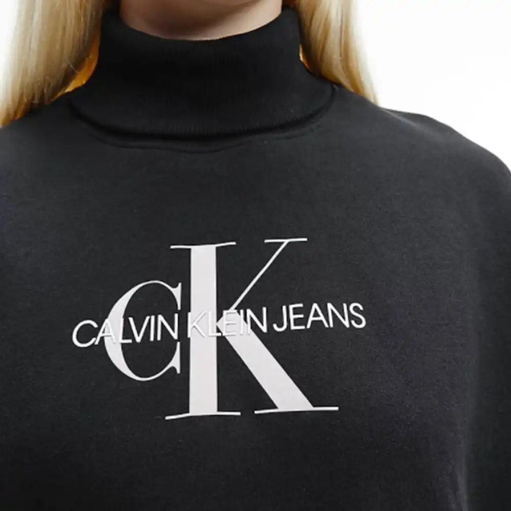 Sweat shirt femme Calvin Klein Oversized roll neck Noir - ZESHOES