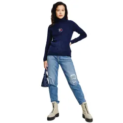 Pull femme Tommy Jeans Style cotelé Bleu - ZESHOES