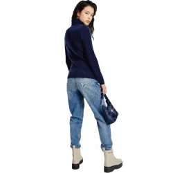 Pull femme Tommy Jeans Style cotelé Bleu - ZESHOES