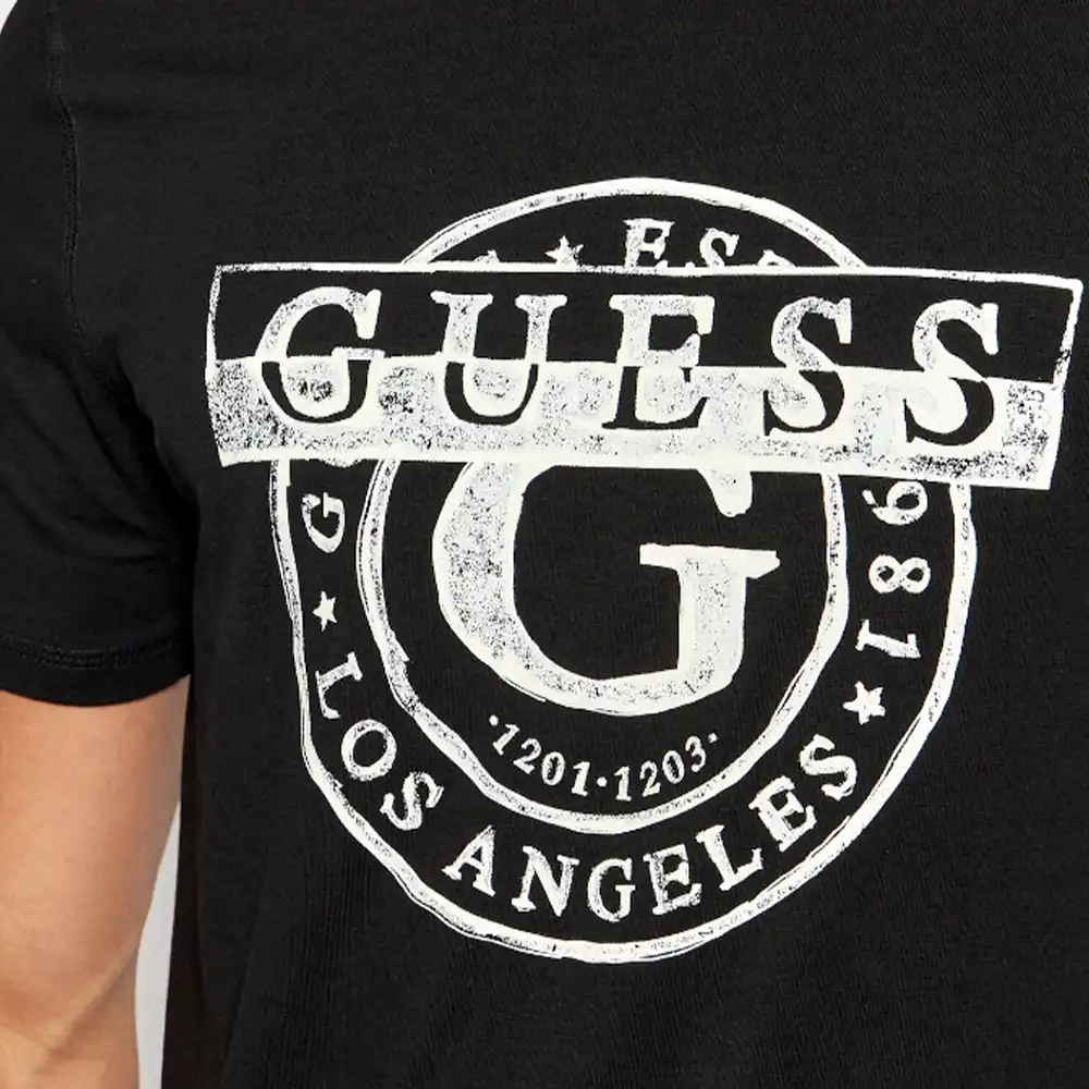T shirt manche courte homme Guess Ring logo Noir - ZESHOES T shirt manche courte homme Guess Ring logo Noir - ZESHOES