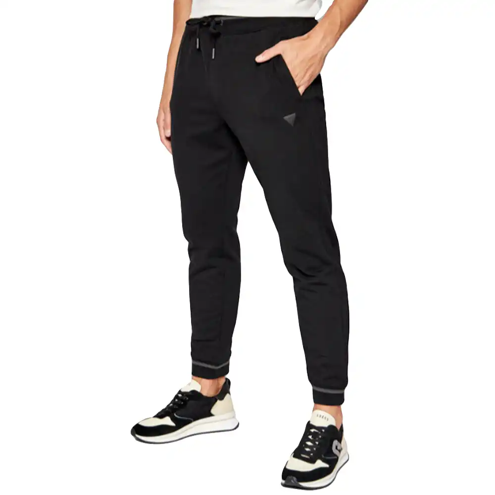 Pantalon jogging homme Guess Logo triangle classic Noir - ZESHOES