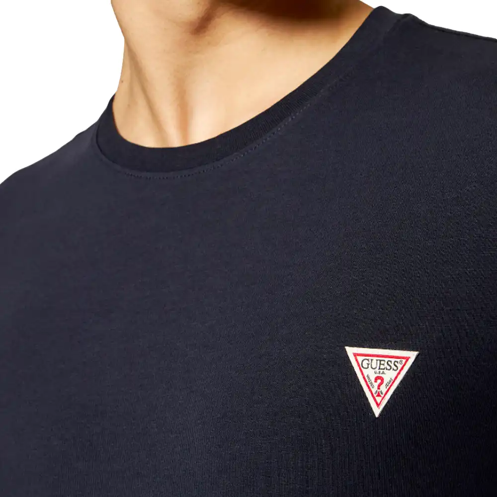 T shirt manche courte homme Guess Classic logo triangle Bleu - ZESHOES