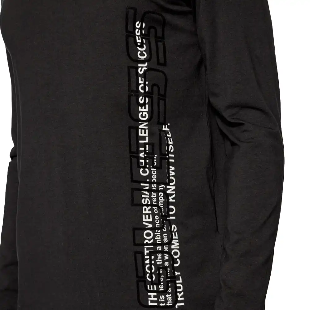 T shirt manche longue homme Guess Logo challenges Noir - ZESHOES