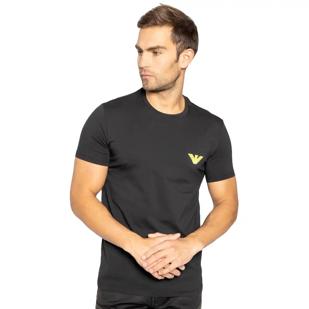 T shirt manche courte homme Emporio Armani Classic logo yellow Noir - ZESHOES