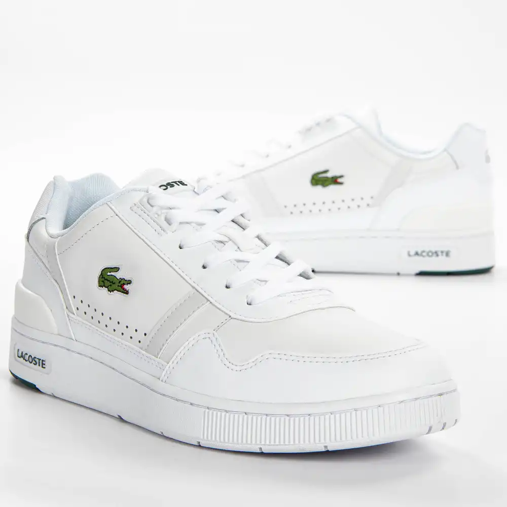 Basket de ville basse homme Lacoste T-clip 0121 Blanc - ZESHOES Basket de ville basse homme Lacoste T-clip 0121 Blanc - ZESHOES
