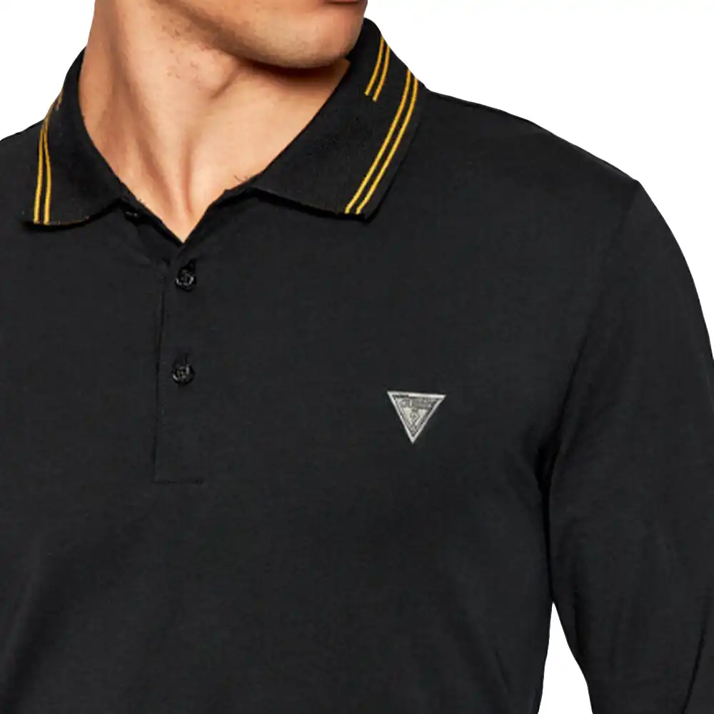 Polo manche longue Guess Original line Noir - ZESHOES
