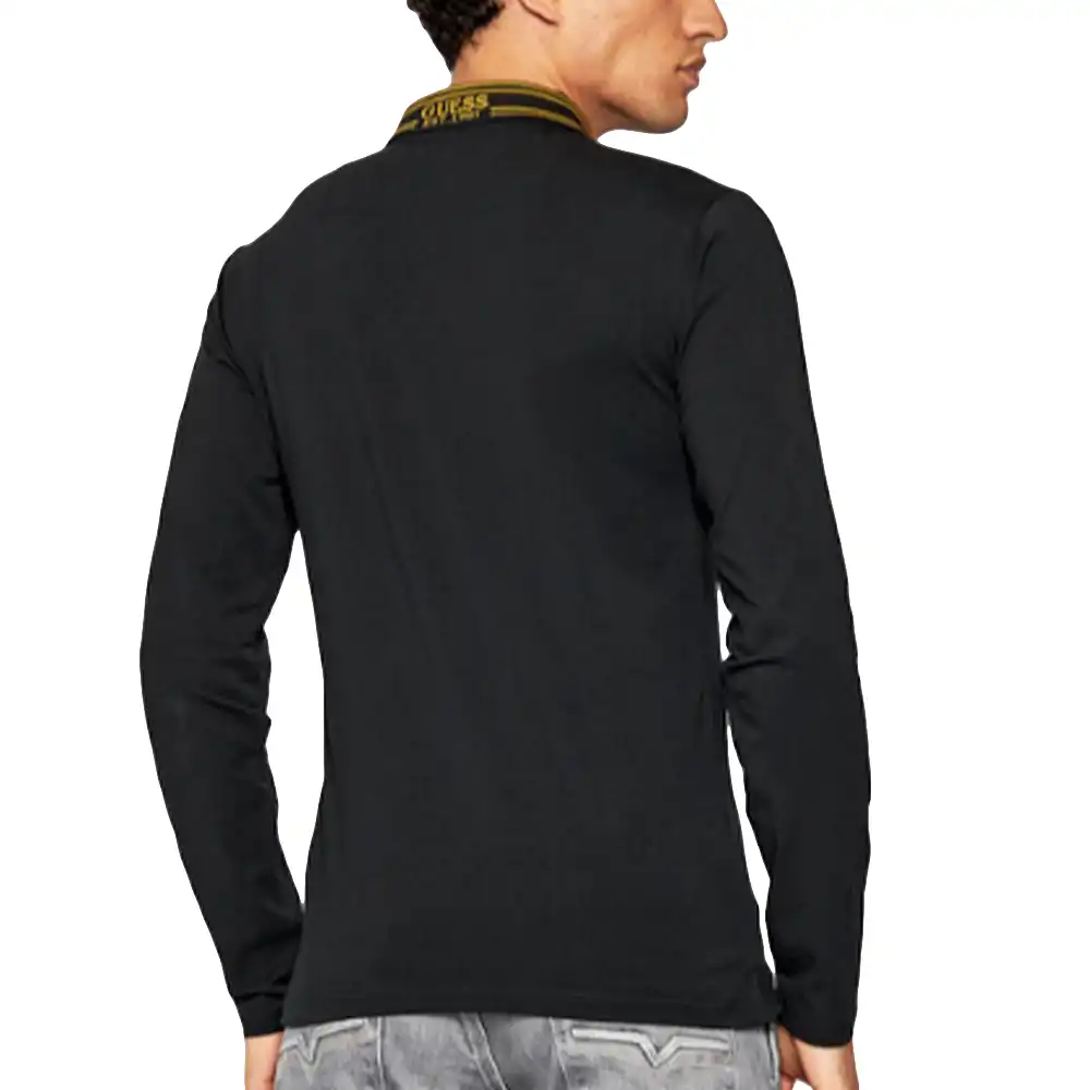 Polo manche longue Guess Original line Noir - ZESHOES