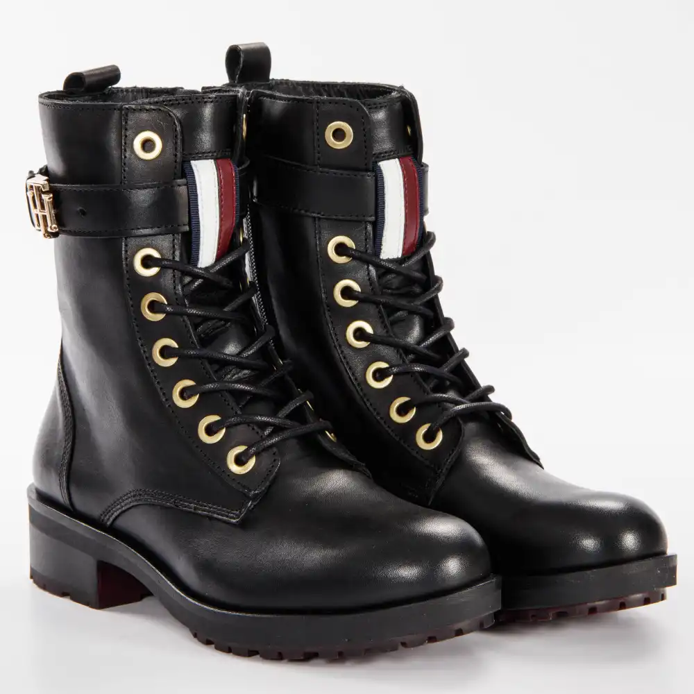 Bottine femme Tommy Jeans Essential biker boot Noir - ZESHOES