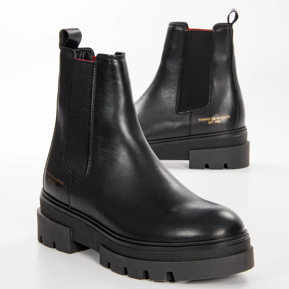 Bottine femme Tommy Jeans Monochromatic chelsea boot Noir - ZESHOES