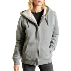 Sweat shirt femme Superdry Borg lined zip hood Gris - ZESHOES