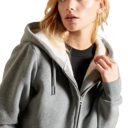 Sweat shirt femme Superdry Borg lined zip hood Gris - ZESHOES