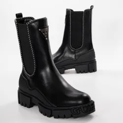 Bottine femme Guess Logo triangle Noir - ZESHOES Bottine femme Guess Logo triangle Noir - ZESHOES