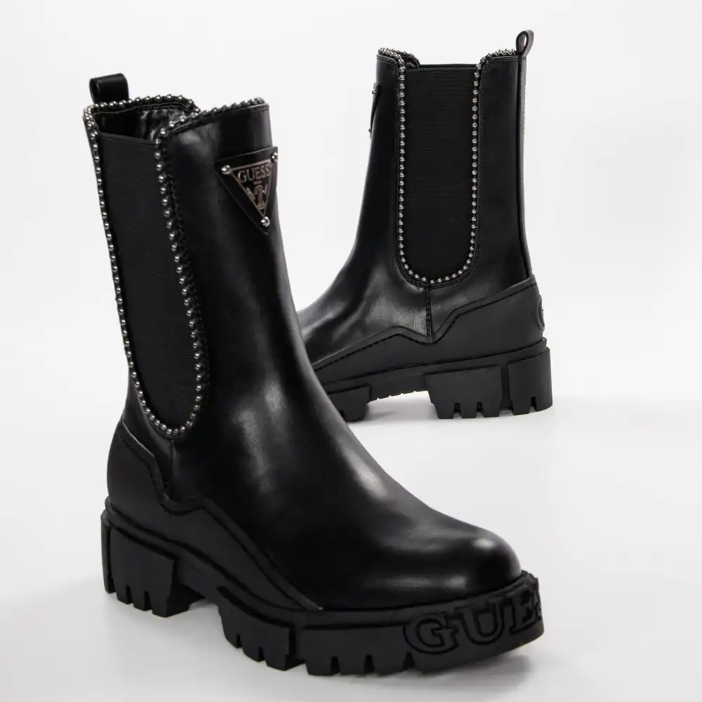 Bottine femme Guess Logo triangle Noir - ZESHOES Bottine femme Guess Logo triangle Noir - ZESHOES