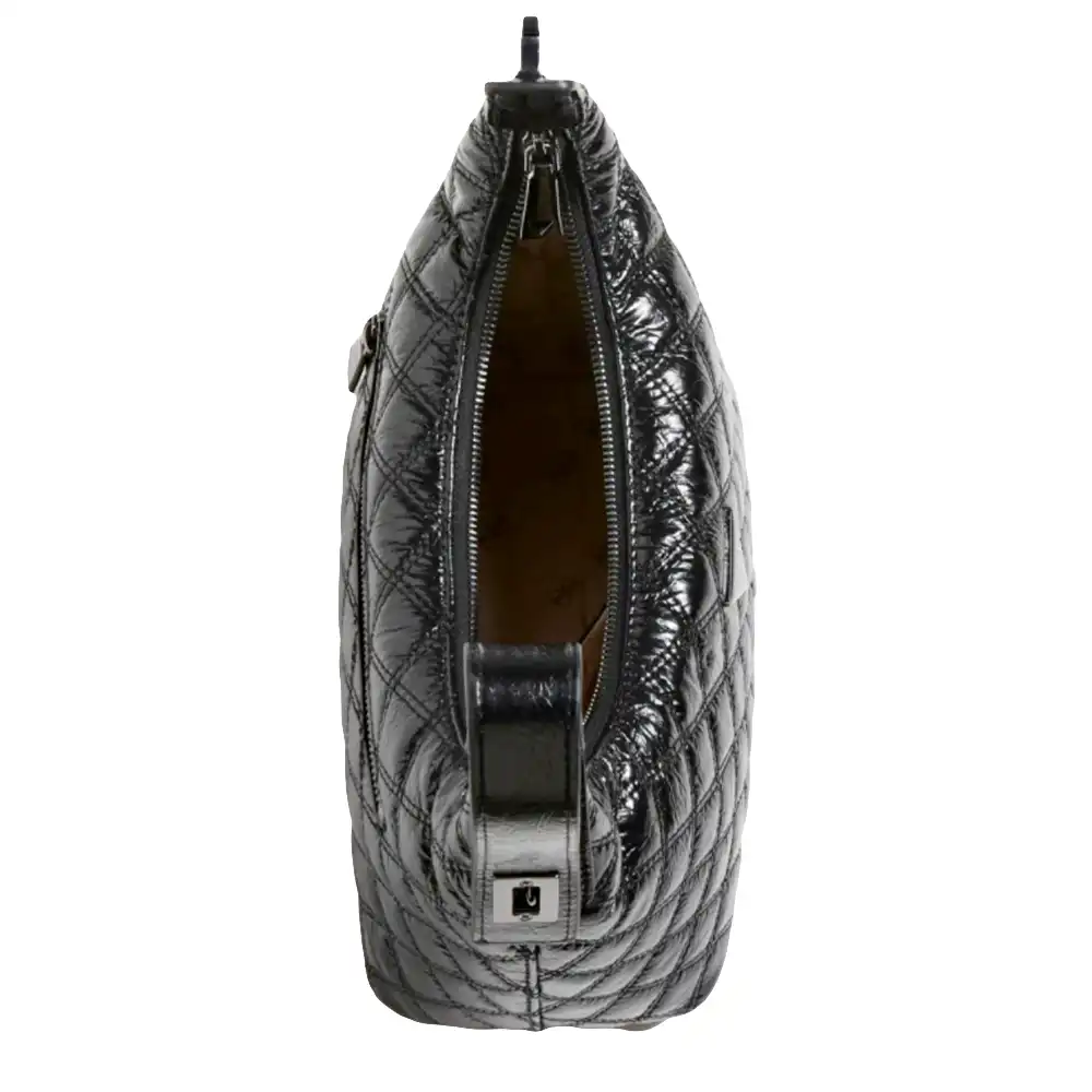 Sac a main femme Guess Cessily patent hobo Noir - ZESHOES Sac a main femme Guess Cessily patent hobo Noir - ZESHOES