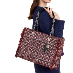 Sac a main femme Guess Cabas cessile tweed Rouge - ZESHOES Sac a main femme Guess Cabas cessile tweed Rouge - ZESHOES