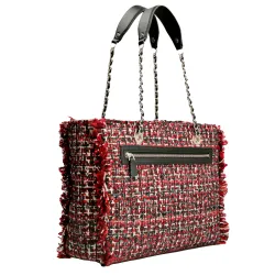 Sac a main femme Guess Cabas cessile tweed Rouge - ZESHOES Sac a main femme Guess Cabas cessile tweed Rouge - ZESHOES