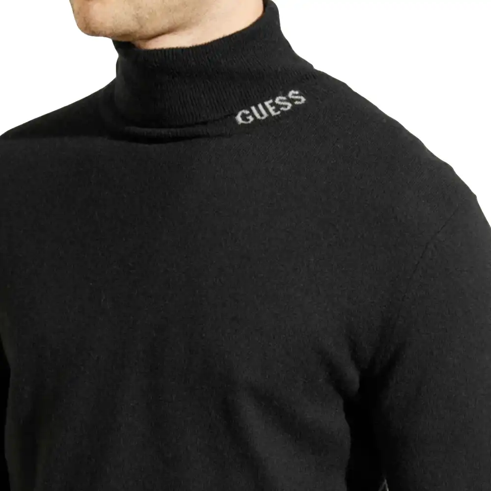Pull homme Guess col roulé Noir - ZESHOES Pull homme Guess col roulé Noir - ZESHOES