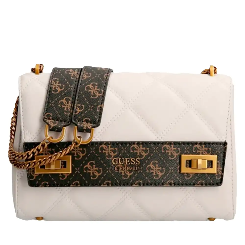 Sac bandoulière femme Guess Katey capitonne Blanc - ZESHOES