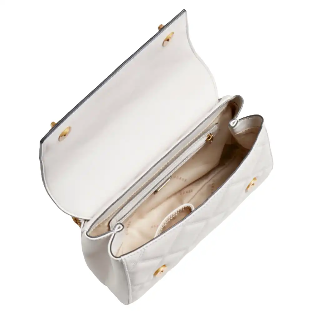 Sac bandoulière femme Guess Katey capitonne Blanc - ZESHOES