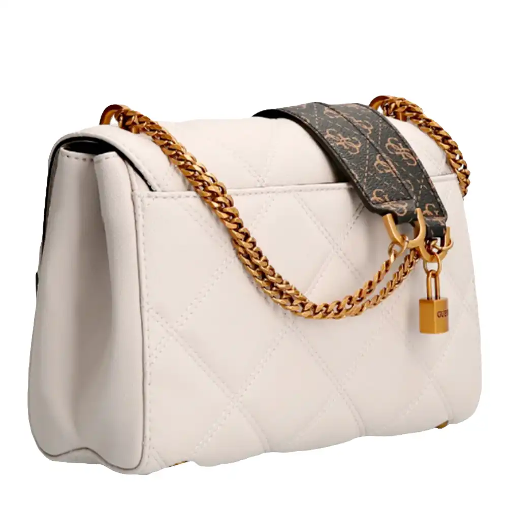 Sac bandoulière femme Guess Katey capitonne Blanc - ZESHOES