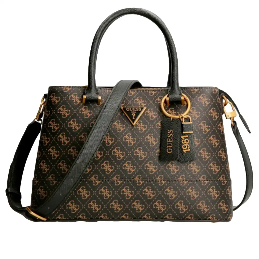 Sac a main femme Guess Cardelia logo Marron - ZESHOES