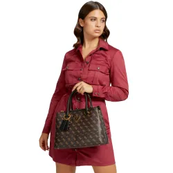Sac a main femme Guess Cardelia logo Marron - ZESHOES