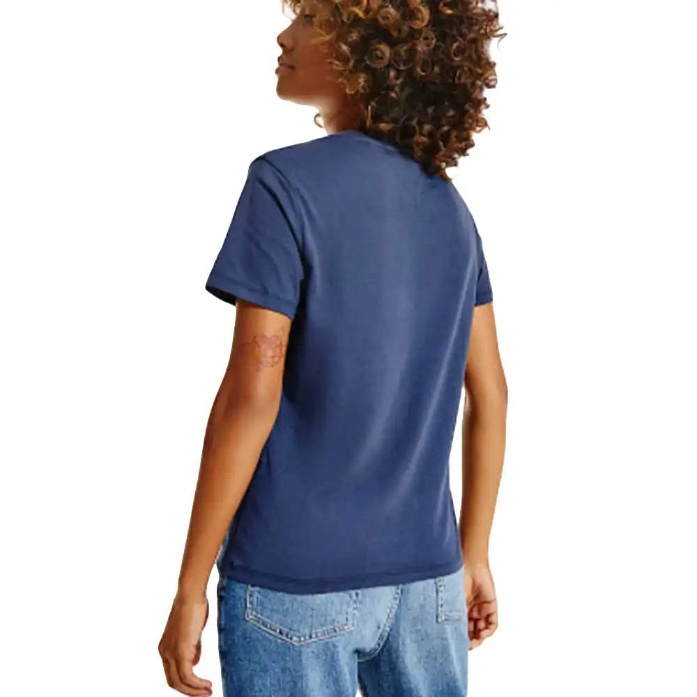 Tee shirt manche courte femme Tommy Jeans logo ring Bleu - ZESHOES