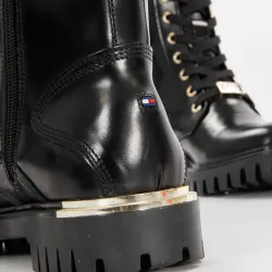 Bottine femme Tommy Jeans Polished leather lace up boot Noir - ZESHOES