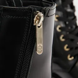 Bottine femme Tommy Jeans Polished leather lace up boot Noir - ZESHOES