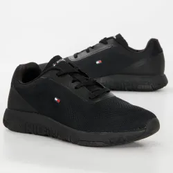 Basket basse homme Tommy Jeans Techmesh flag runner Noir - ZESHOES