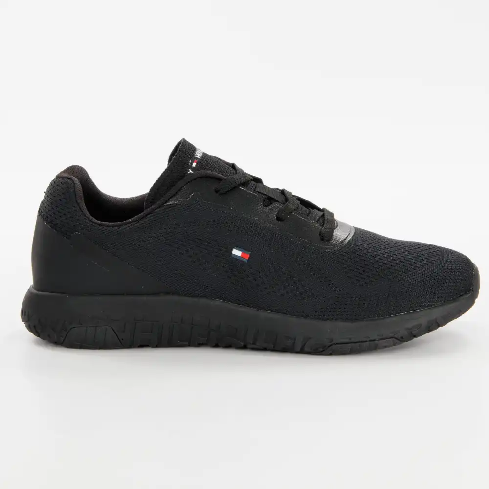 Basket basse homme Tommy Jeans Techmesh flag runner Noir - ZESHOES