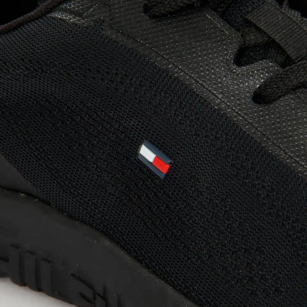 Basket basse homme Tommy Jeans Techmesh flag runner Noir - ZESHOES