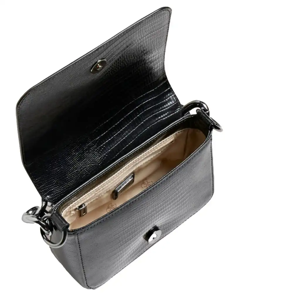 Pochette femme Guess Tullia mini imprim croco Noir - ZESHOES