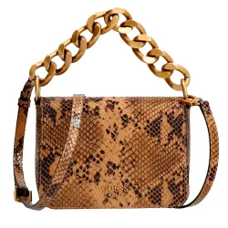 Pochette femme Guess Tullia python Marron - ZESHOES