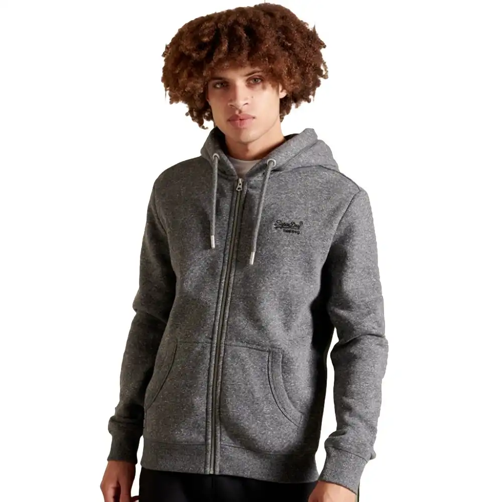 Sweat capuche homme Superdry Logo brodé vintage Gris - ZESHOES