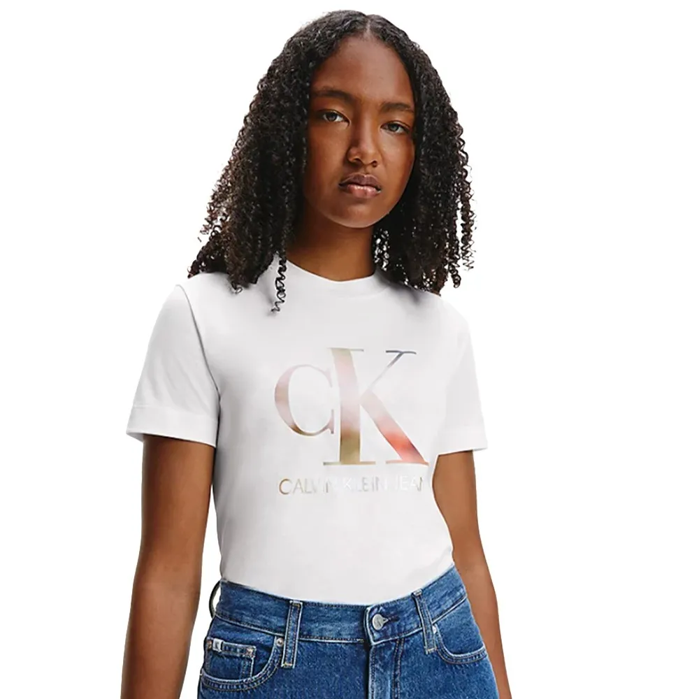 Calvin Klein T shirt Monogramme Femme Blanc