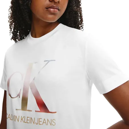 Tee shirt manche courte femme Calvin Klein Blanc Monogramme 
