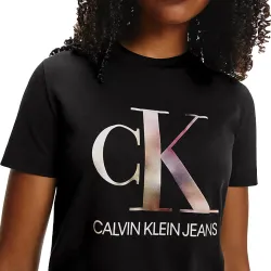 Tee shirt manche courte femme Calvin Klein Monogramme CK Noir - ZESHOES
