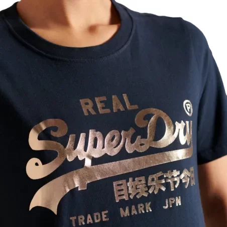 Tee shirt manche courte femme Superdry Bleu Vintage Logo Boho
