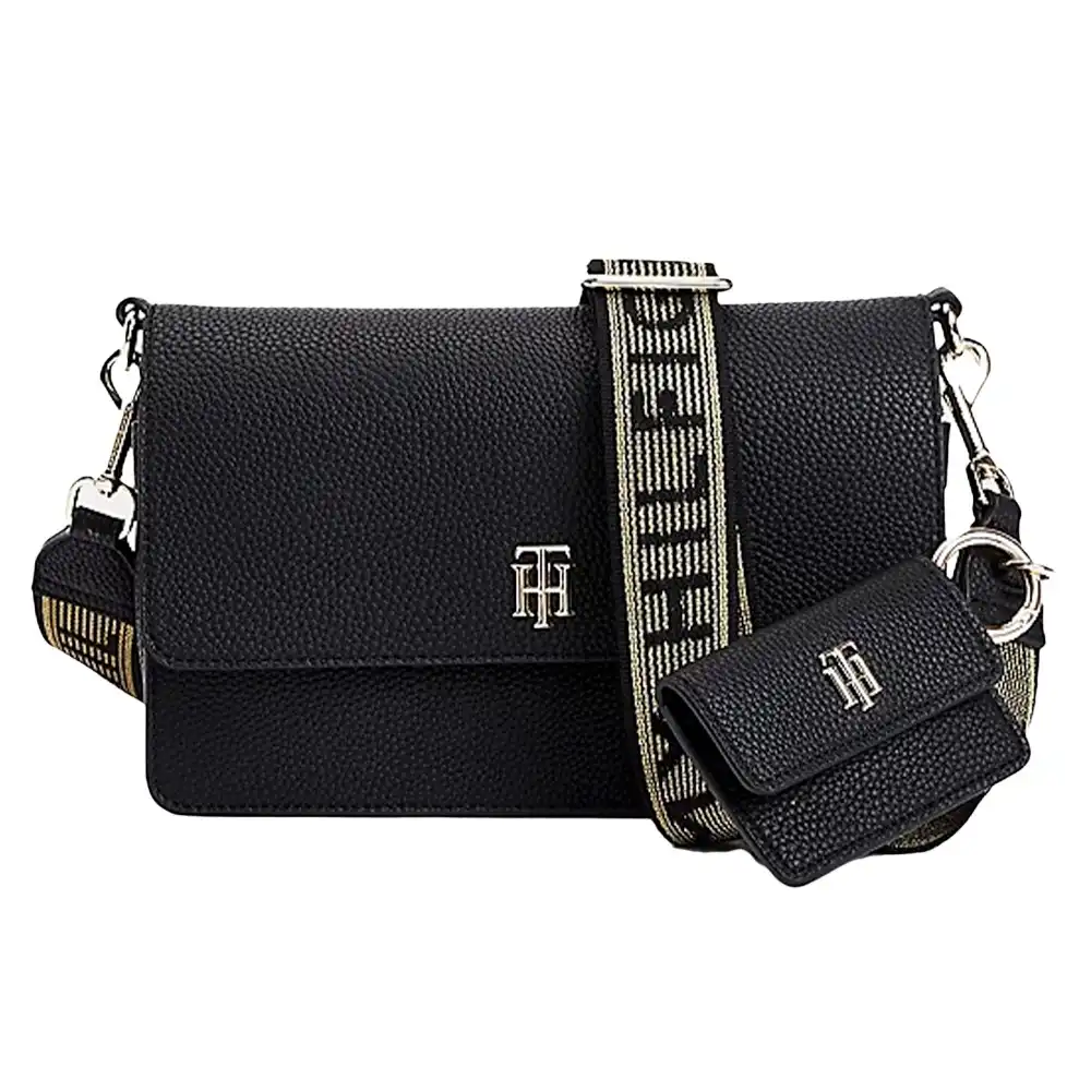 Pochette femme Tommy Jeans Soft effet grain fin Noir - ZESHOES