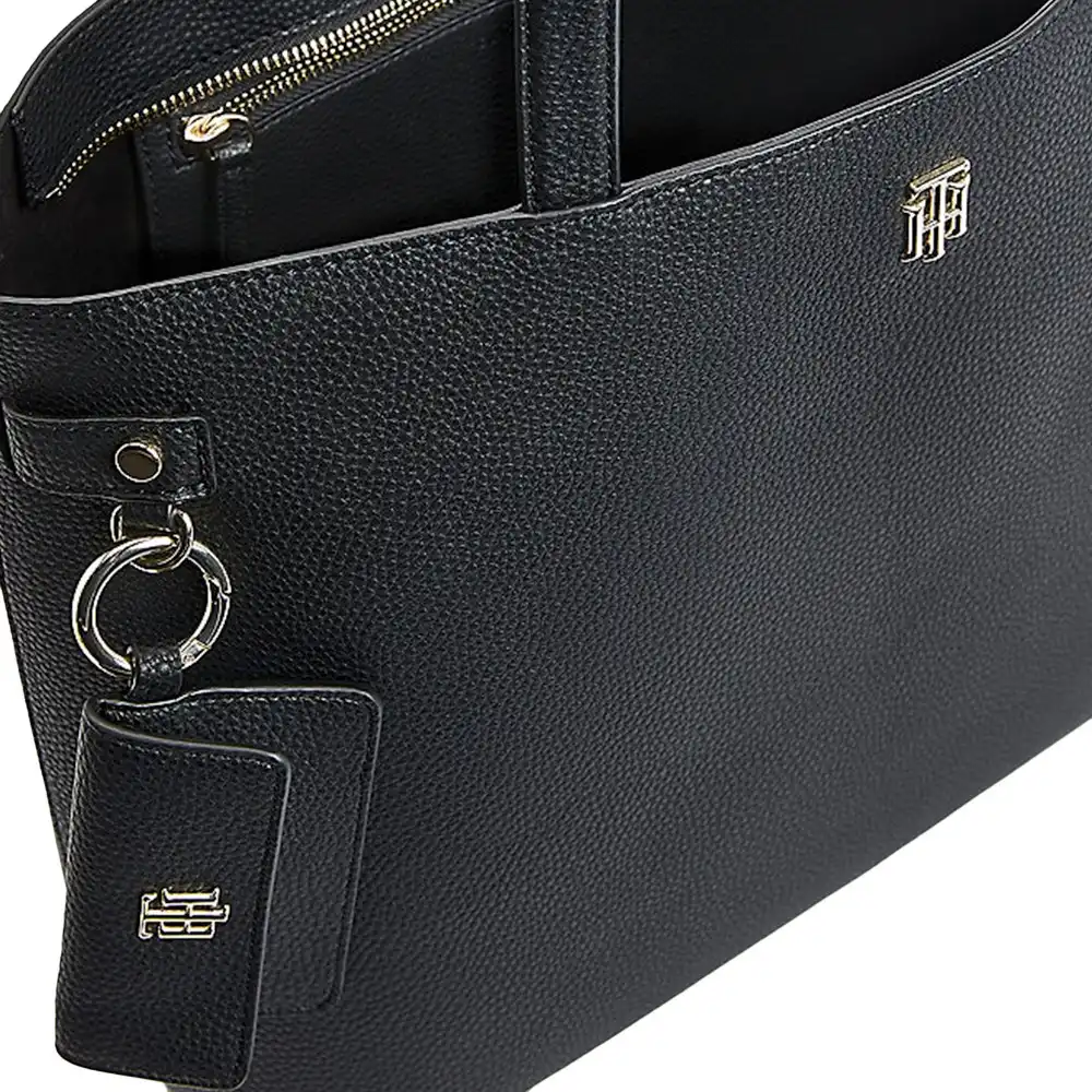 Sac a main femme Tommy Jeans Cabas à monogramme Noir - ZESHOES Sac a main femme Tommy Jeans Cabas à monogramme Noir - ZESHOES