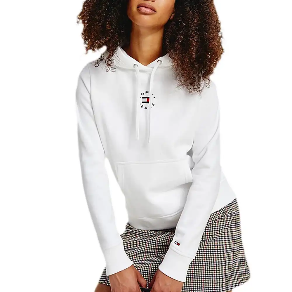 Sweat capuche femme Tommy Jeans Vintage logo Blanc - ZESHOES