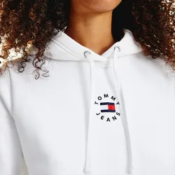 Sweat capuche femme Tommy Jeans Vintage logo Blanc - ZESHOES