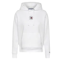 Sweat capuche femme Tommy Jeans Vintage logo Blanc - ZESHOES
