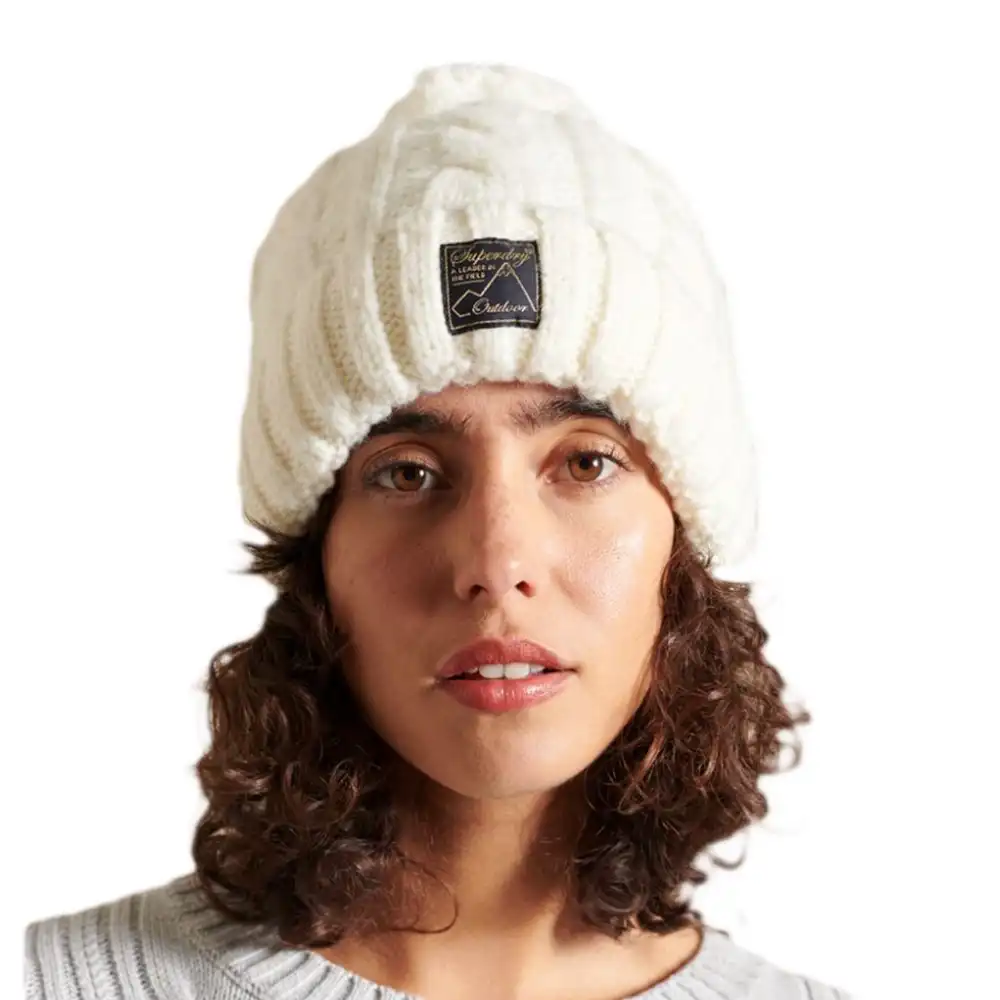 Bonnet femme Superdry Torsadé en tweed Blanc - ZESHOES