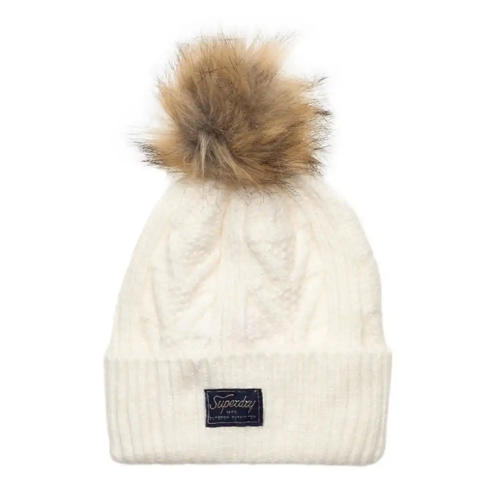 Bonnet femme Superdry Maille Torsadée Lux Blanc - ZESHOES Bonnet femme Superdry Maille Torsadée Lux Blanc - ZESHOES