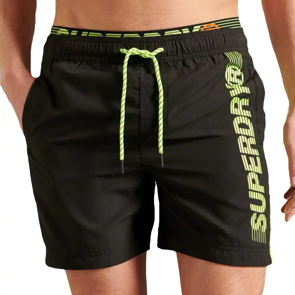 Short de bain homme Superdry State volley swim Noir - ZESHOES