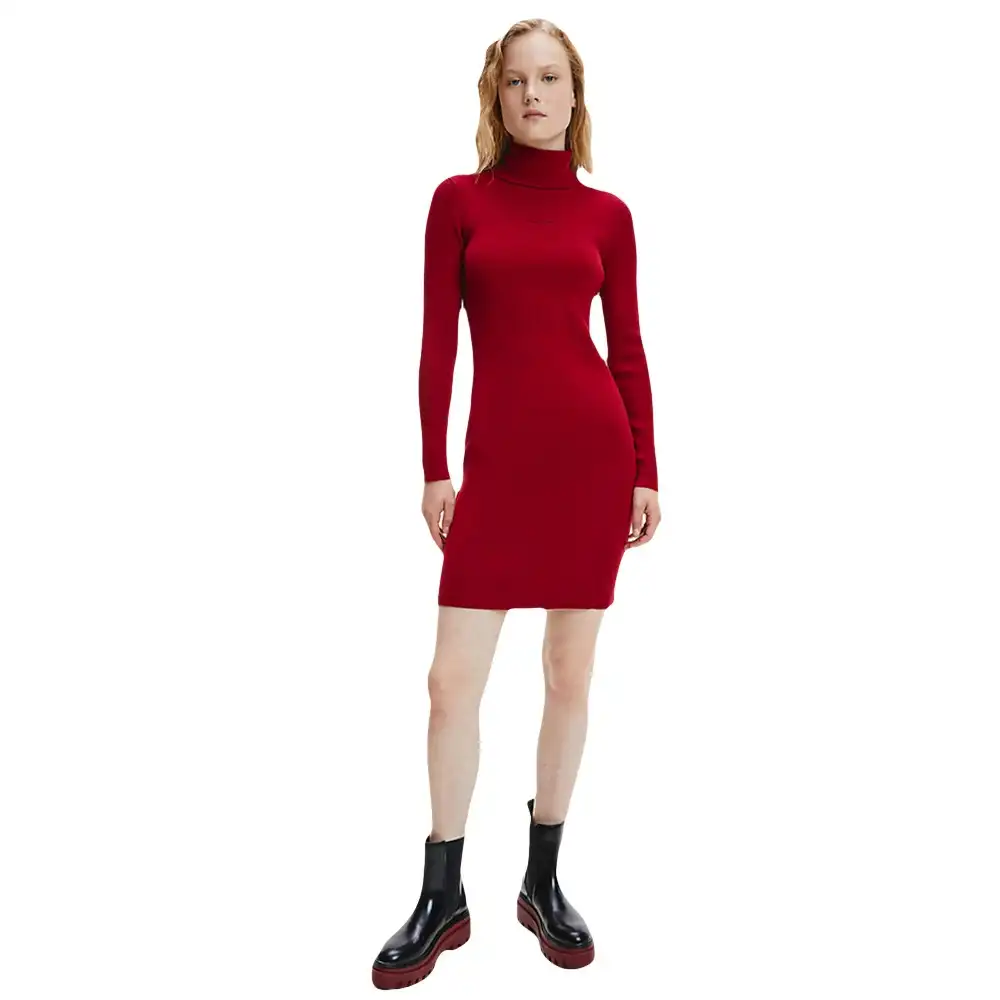 Robe femme Calvin Klein col roulé Rouge - ZESHOES