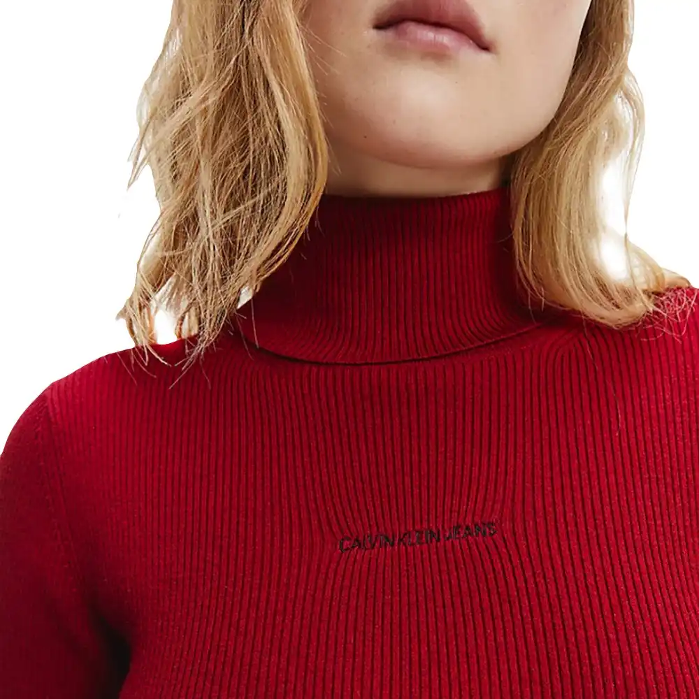 Robe femme Calvin Klein col roulé Rouge - ZESHOES