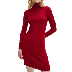 Robe femme Calvin Klein col roulé Rouge - ZESHOES